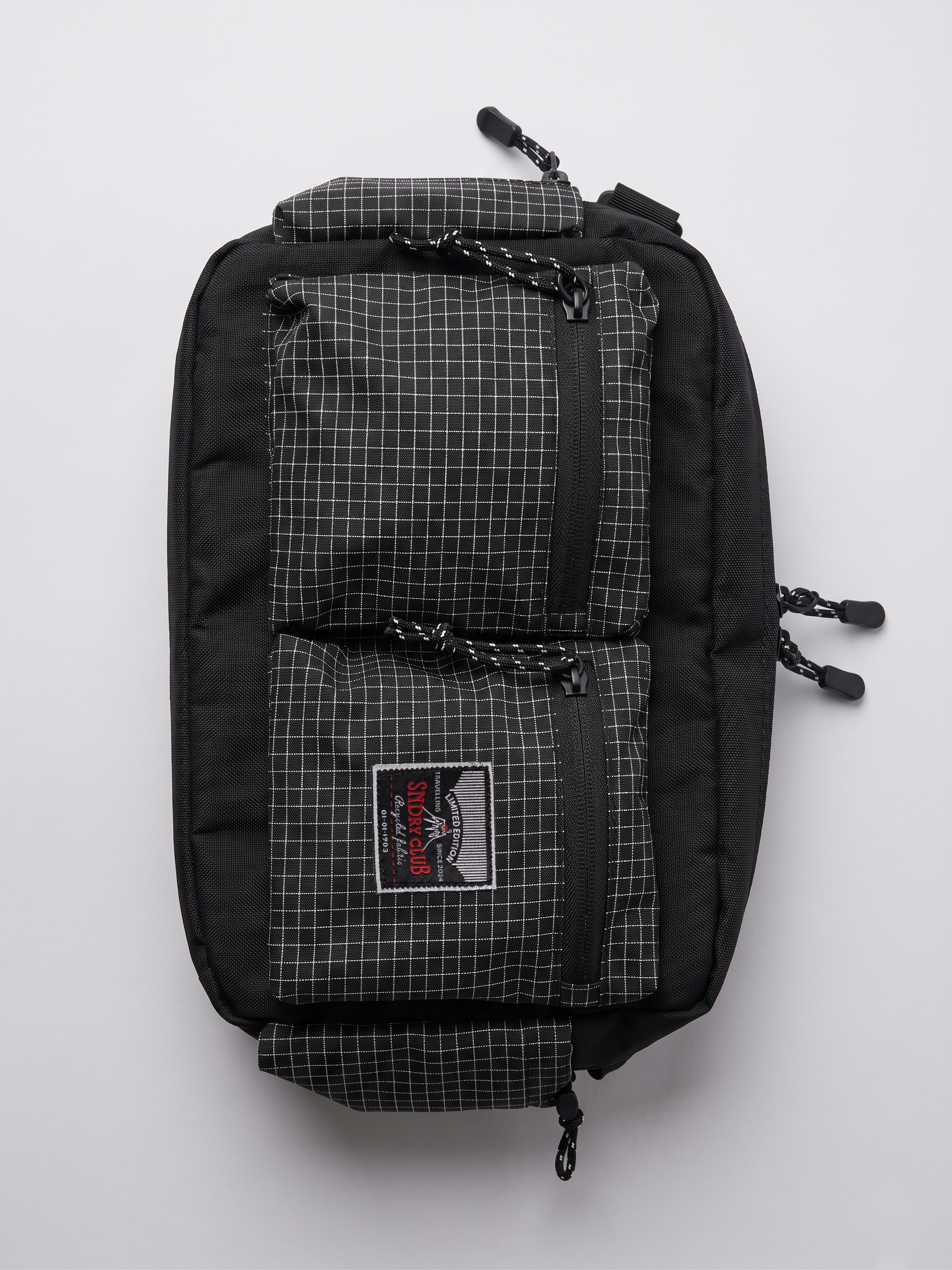 Memento camera bag by SNDRY CLUB — black DSLR and travel messenger bag in recycled ripstop